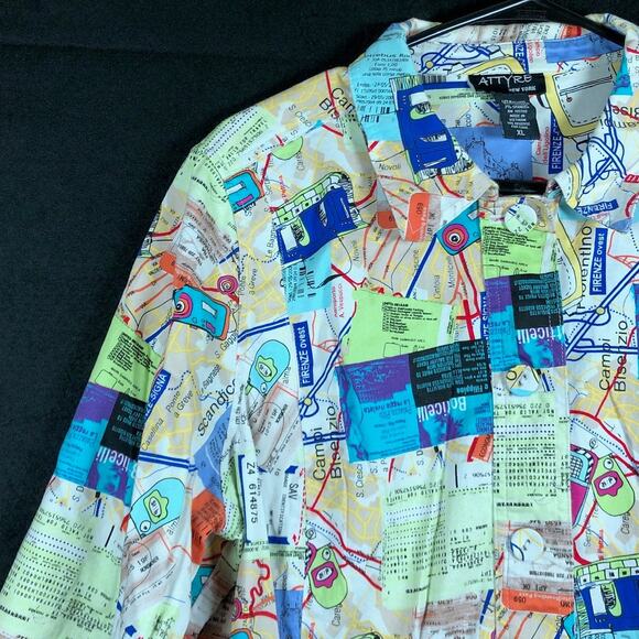 Attyre New York Women Jacket White Multicolored Travel Pattern Button Stretch XL - Picture 4 of 11